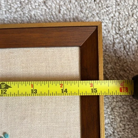 Floral Basket Embroidered Wall Art | Vintage Handmade | 12”x 15” - Picture 5 of 6